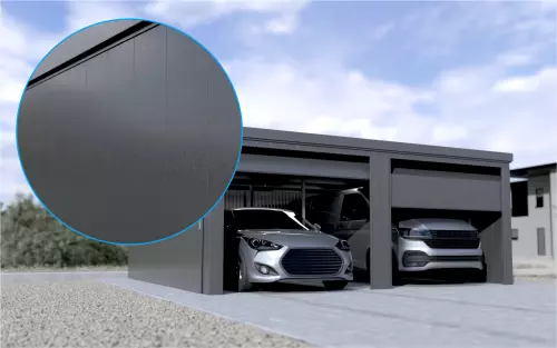 Doppelgarage STARK SUPER 2²´² L-C9 [Lackiert] mit Nebeneingangstür und Fenster