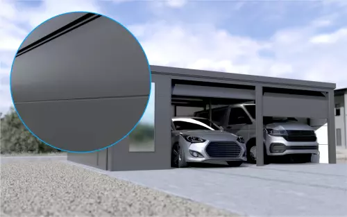 Doppelgarage STARK SUPER 2²´² G [Thermo] mit großem Frontfenster und Nebeneingangstür