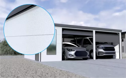 Doppelgarage STARK SUPER 2²´² GP [Thermo + Verputz] mit großem Frontfenster und Nebeneingangstür