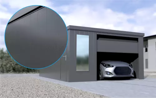 Einzelgarage STARK SUPER 1²´² L-C9 [Lackiert] mit großem Frontfenster und Nebeneingangstür