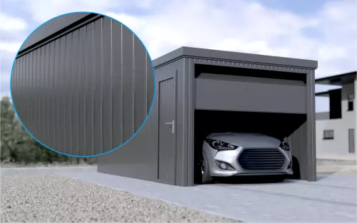 Einzelgarage STARK SUPER 1²´² L-T10 [Lackiert] mit Nebeneingangstür und Fenster