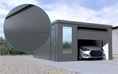 Einzelgarage STARK SUPER 1²´² G [Thermo] mit großem Frontfenster und Nebeneingangstür