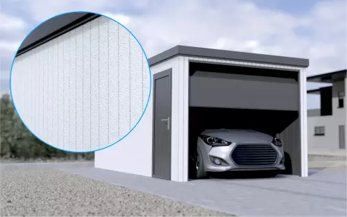 Einzelgarage STARK SUPER 1²´² P-T10 [Verputz] mit Nebeneingangstür und Fenster