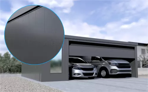 Großraumgarage STARK SUPER 1²´² L-C9 [Lackiert] mit großem Frontfenster und Nebeneingangstür