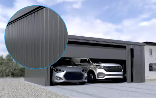 Großraumgarage STARK SUPER 1²´² L-T10 [Lackiert] mit zusätzlicher Nebeneingangstür