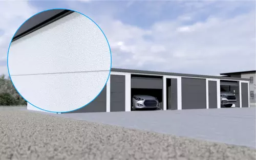 Reihengarage STARK SUPER 1²´² GP [Thermo + Verputz] mit zusätzlicher Nebeneingangstür