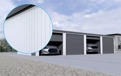 Reihengarage STARK SUPER 1²´² P-T10 [Verputz] mit Nebeneingangstür und Fenster