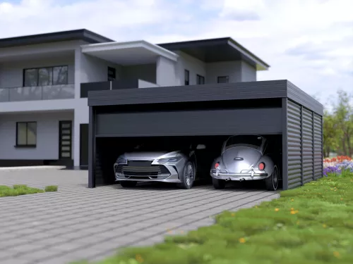Doppelcarport STUK mit Garage