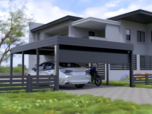 Doppelcarport STUK mit Garagentor