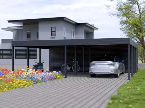 Dreiercarport STUK mit Stauraum