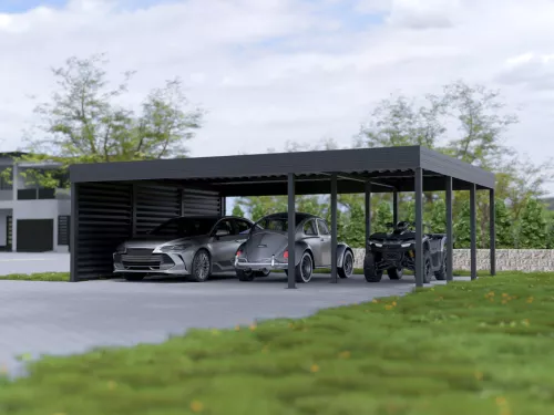Dreiercarport STUK mit Seitenwänden