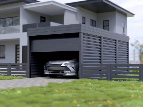 Einzelcarport STUK mit Garage