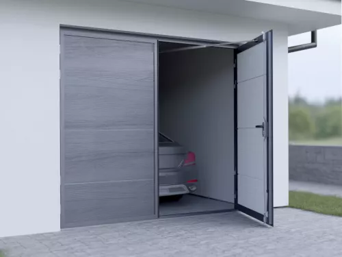 Stahltor Gedämmte STARK Woodgrain mit Antrieb – Individuell nach Maß