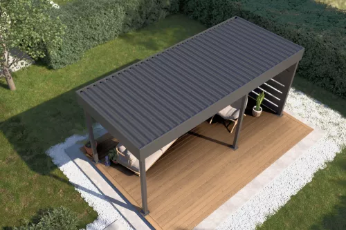 Pergola STUK mit Wandverkleidung und festem isoliertem Dach