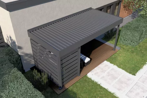 Terrassenüberdachung STUK mit Wandverkleidung und festem Dach